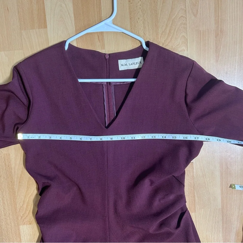 MM Lafleur Burgundy A Line Caroline Midi Dress V-Neck Size 10 Professional - Picture 13 of 14